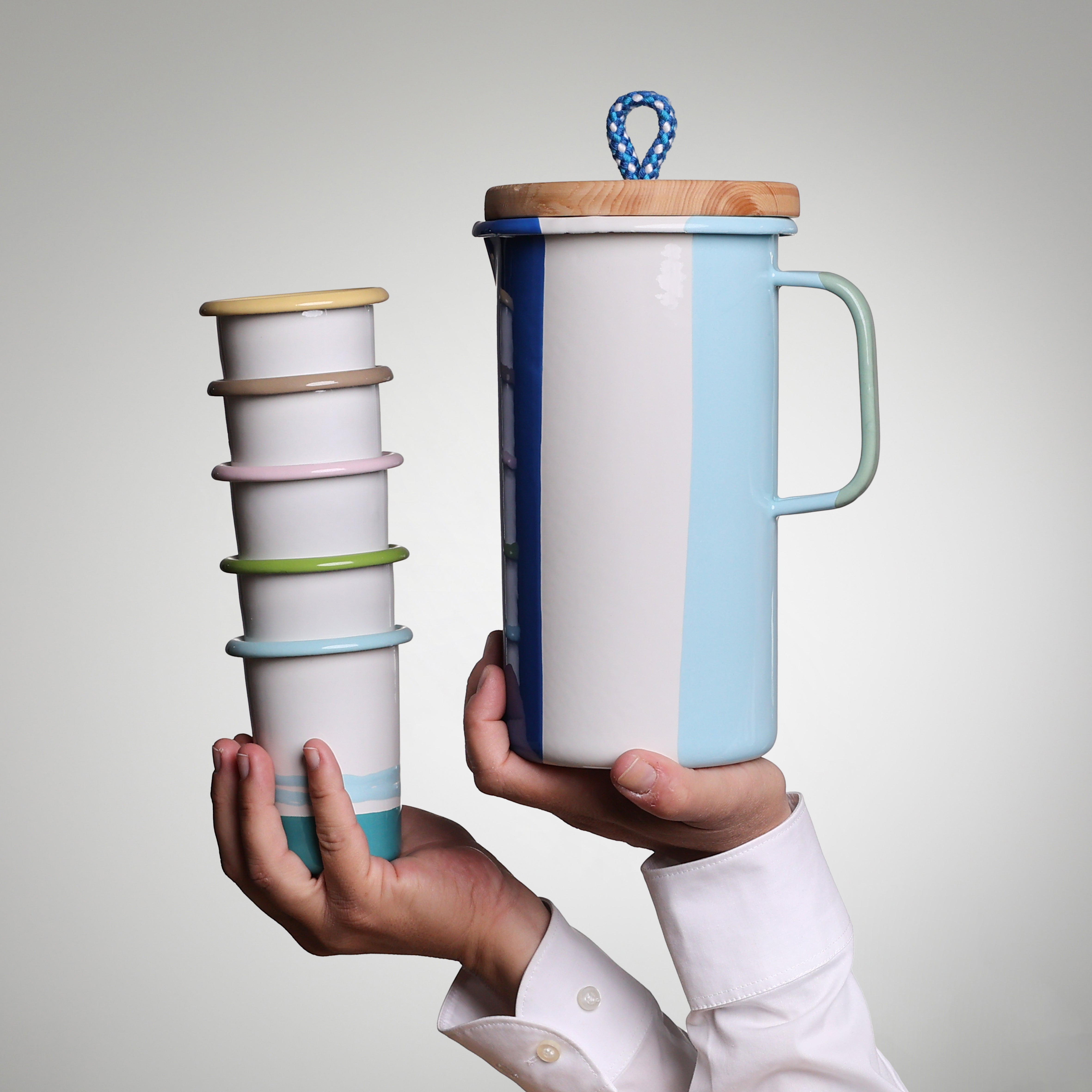 YIV Emaille Halfpipe Krug 1,8 L aus natürlichen Materialien | YIV Emaille Geschirr