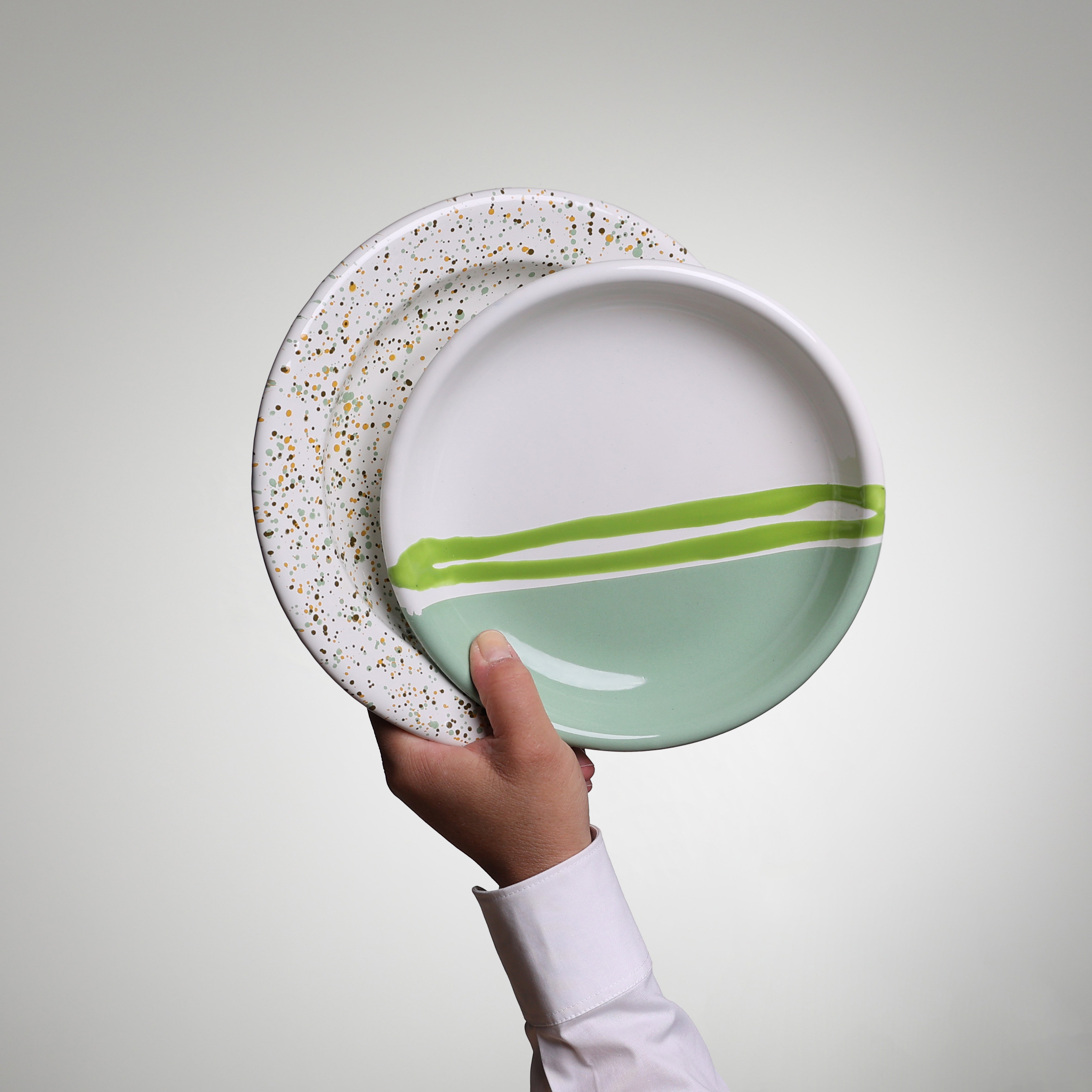 YIV Emaille Halfpipe Teller Sprenkel Duo, Halfpipe | YIV Emaille Geschirr