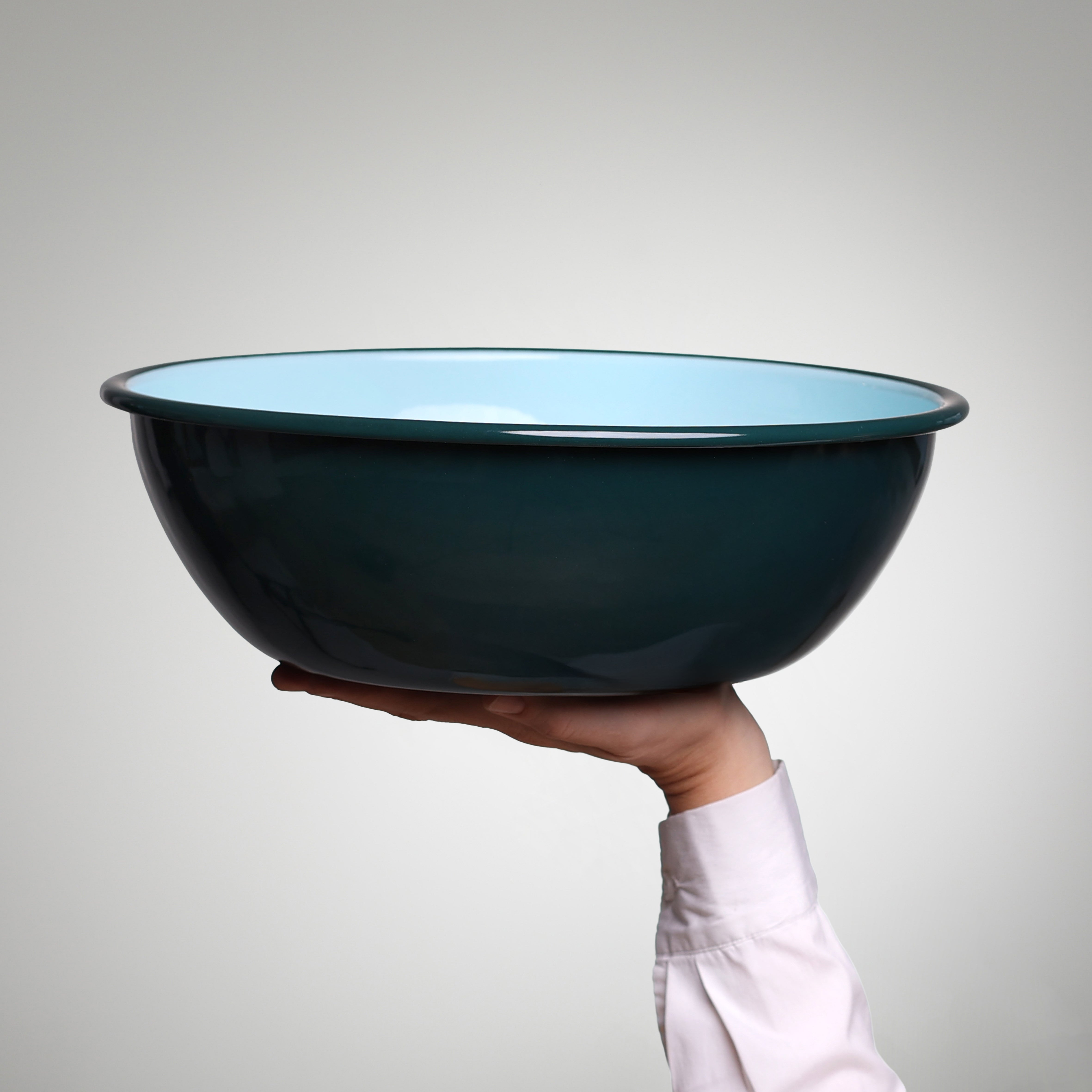 Emaille Schüssel YIV Ø 32 cm – Teal | Azzuro - gross, handgefertigt & nachhaltig