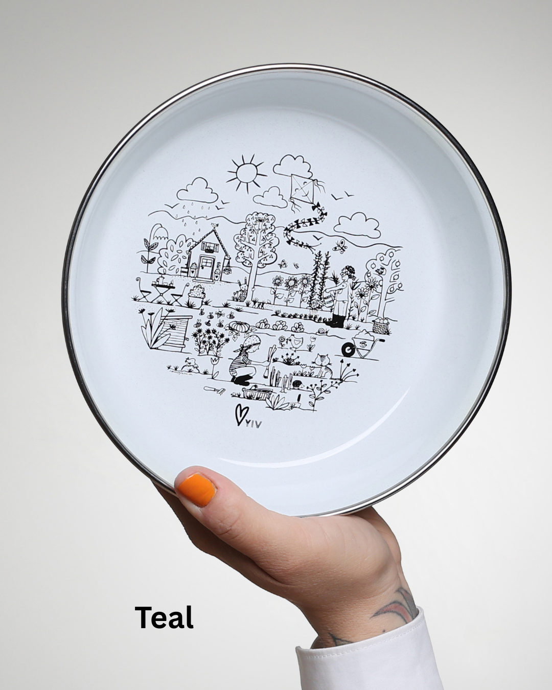 Emaille Kinder Sujet Teller YIV – Riess Premium-Emaille aus Österreich "Pre Order", geliefert Ende April, Anfang Mai