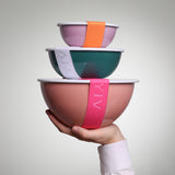Emaille Schüssel Trio YIV mit Deckel & Band – 16, 18 & 22 cm, nachhaltig & vielseitig