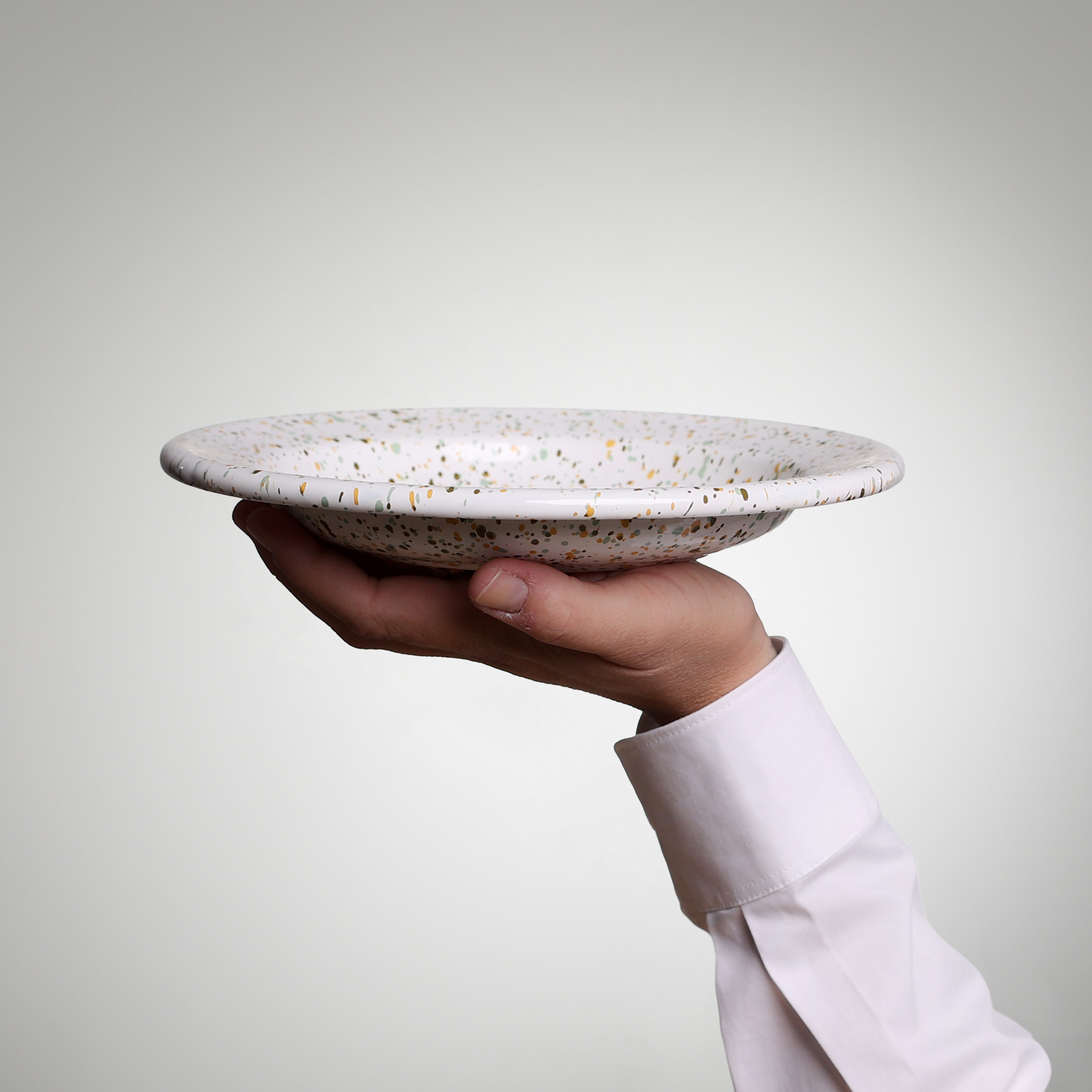 Emaille Zauber Teller - Sprenkel Halfpipie, (Risotto, Suppen usw.)