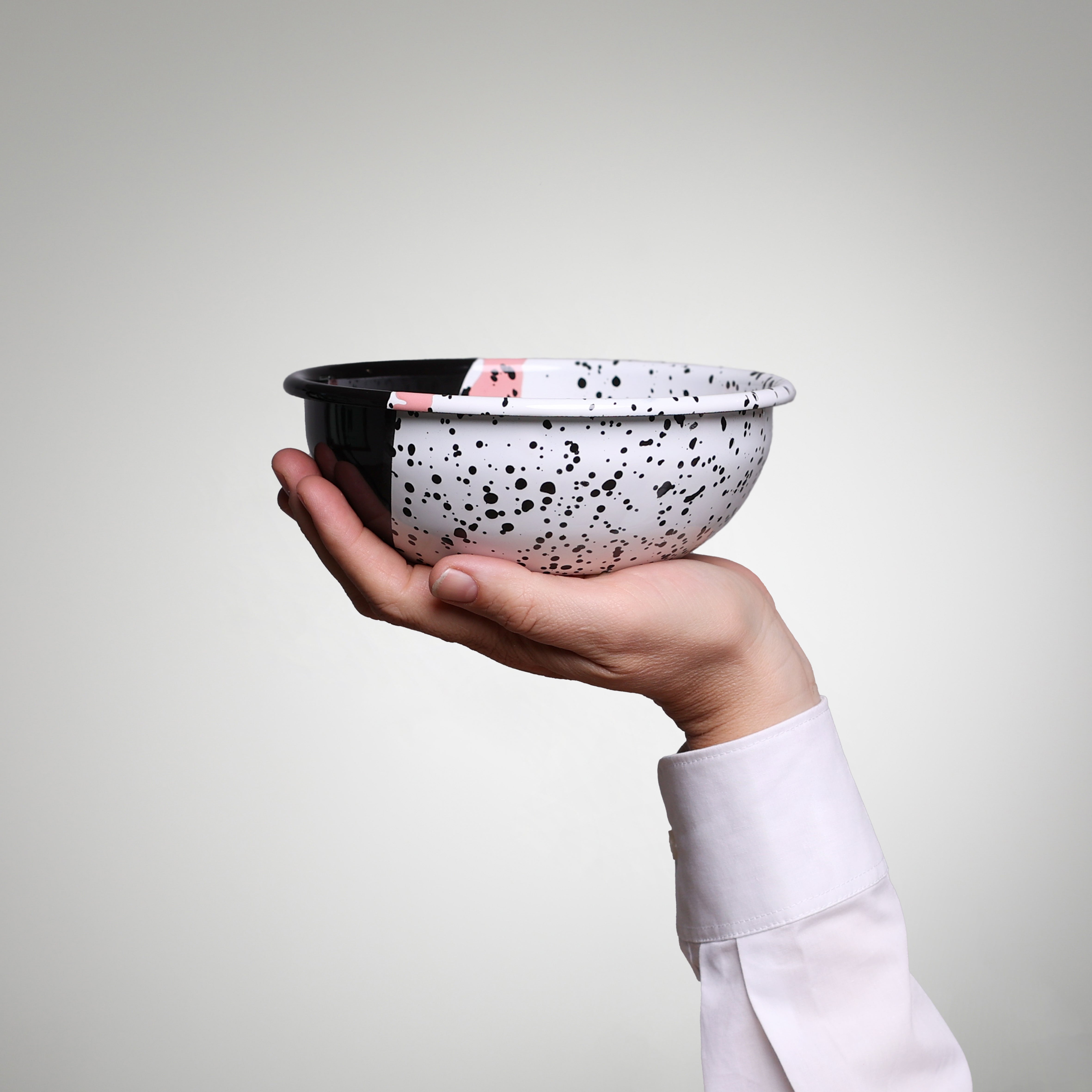 Camper Zauber Trio Emaille Teller ⌀ 18 cm,  Emaille Schale ⌀ 16 cm, Henkeltasse