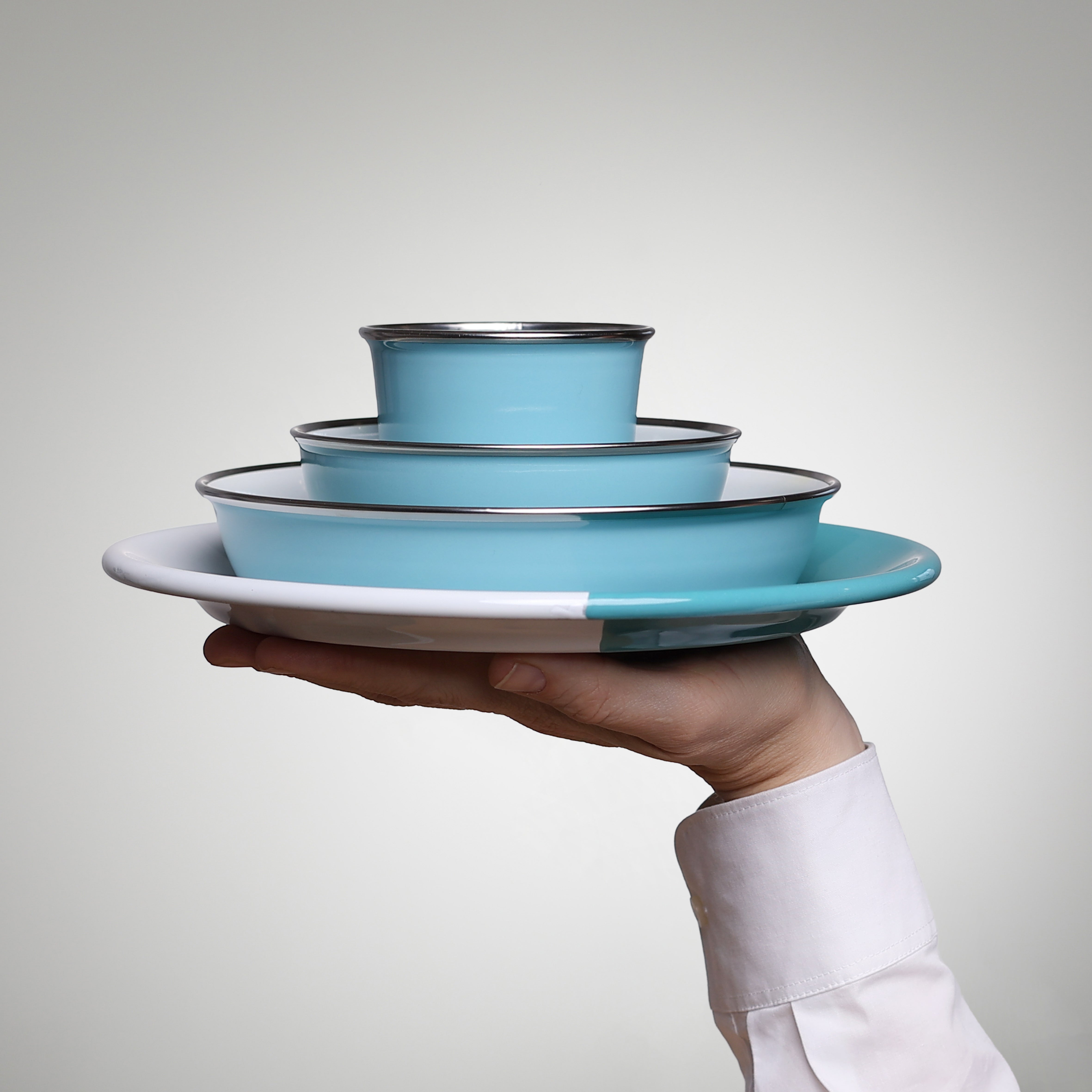 Emaille Kinder Sujet Quartett YIV – Becher, Schale & 2 Teller – perfektes Geschenk