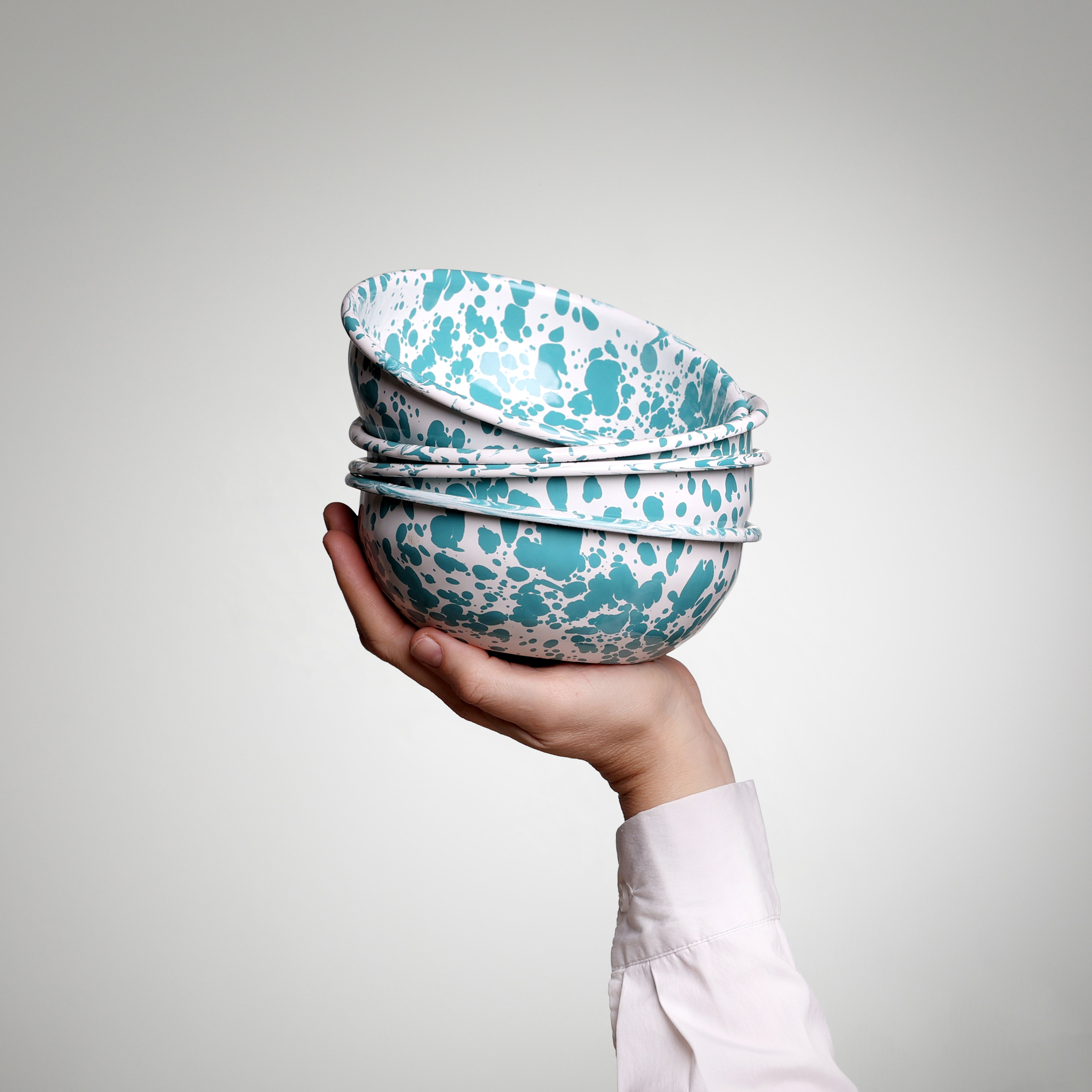 YIV Emaille-Schale Ø 17 cm, gesprenkelt – handgefertigt, stapelbar & nachhaltig